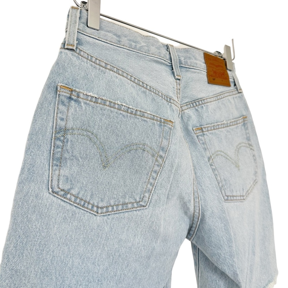 Levi's Light Blue Distressed Women Shorts - Picture 7 of 13